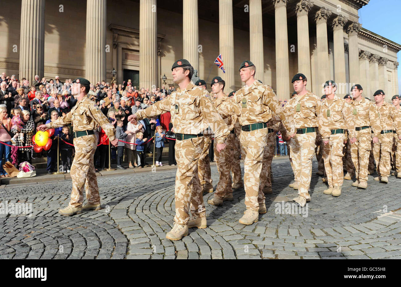 Soldiers from the 2nd Battalion the Rifles (2 RIFLES) parade in front ...