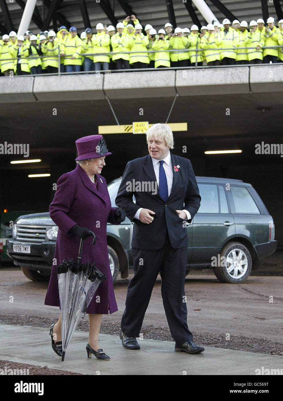 Britain's Queen Elizabeth II and Mayor of London Boris Johnson during a