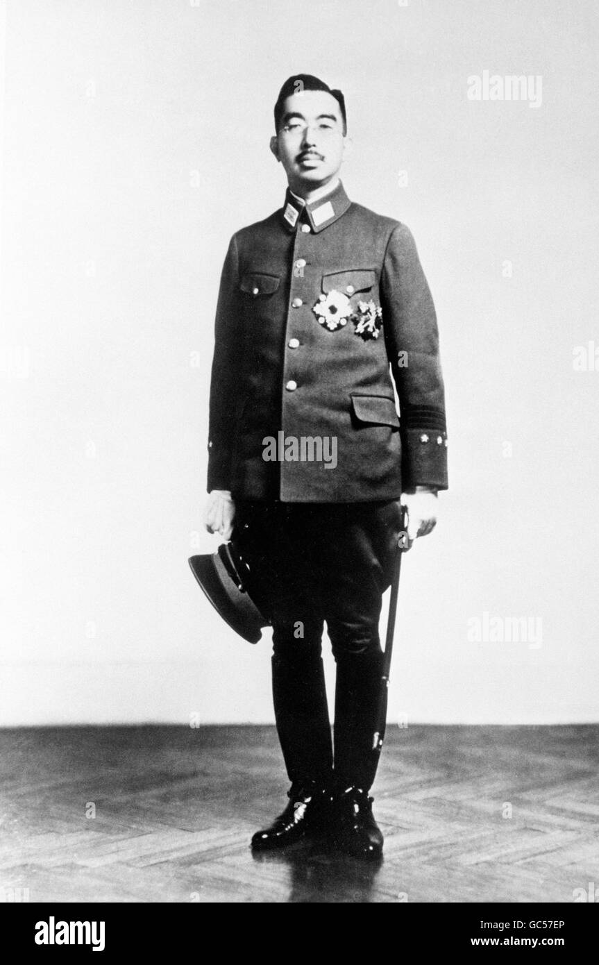 Japan's war-time leader, Emperor Hirohito, in his army uniform in 1943 Stock Photo