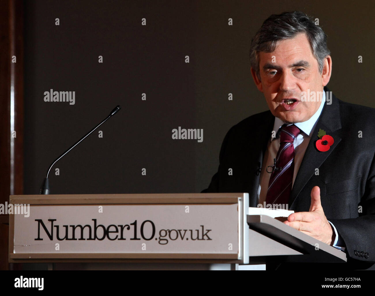 Gordon Brown speech on Afghanistan Stock Photo