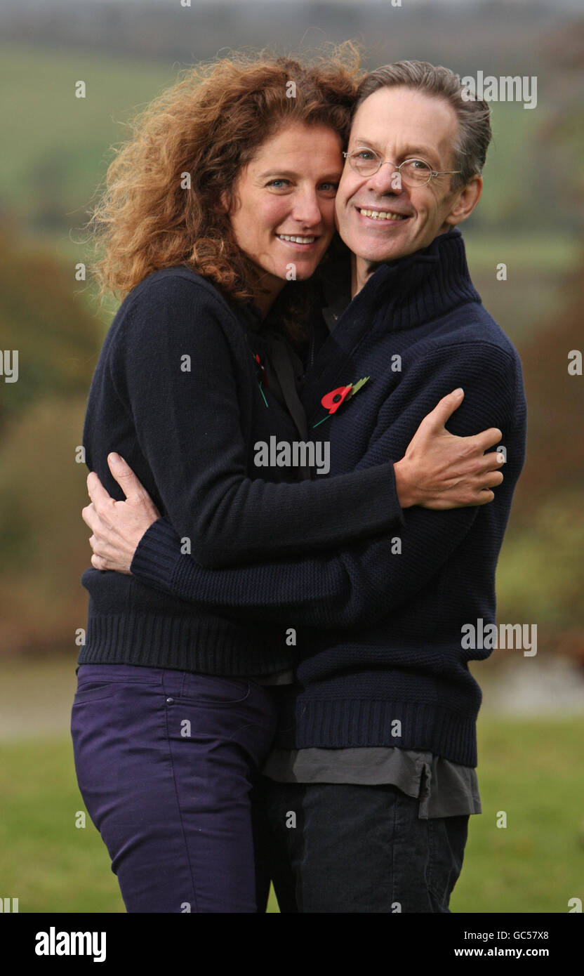 Freed mercenary Simon Mann, with his wife Amanda, in the English countryside following his pardon and release from the Government of Equatorial Guinea. Stock Photo