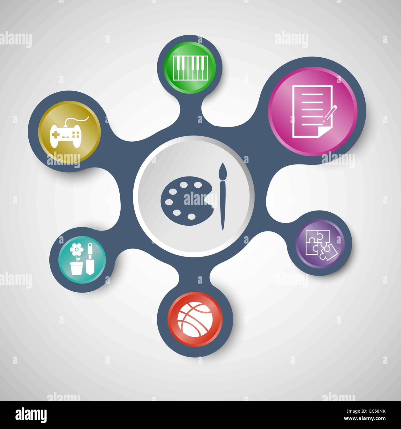 Hobby infographic templates with connected metaballs, stock vector Stock Vector
