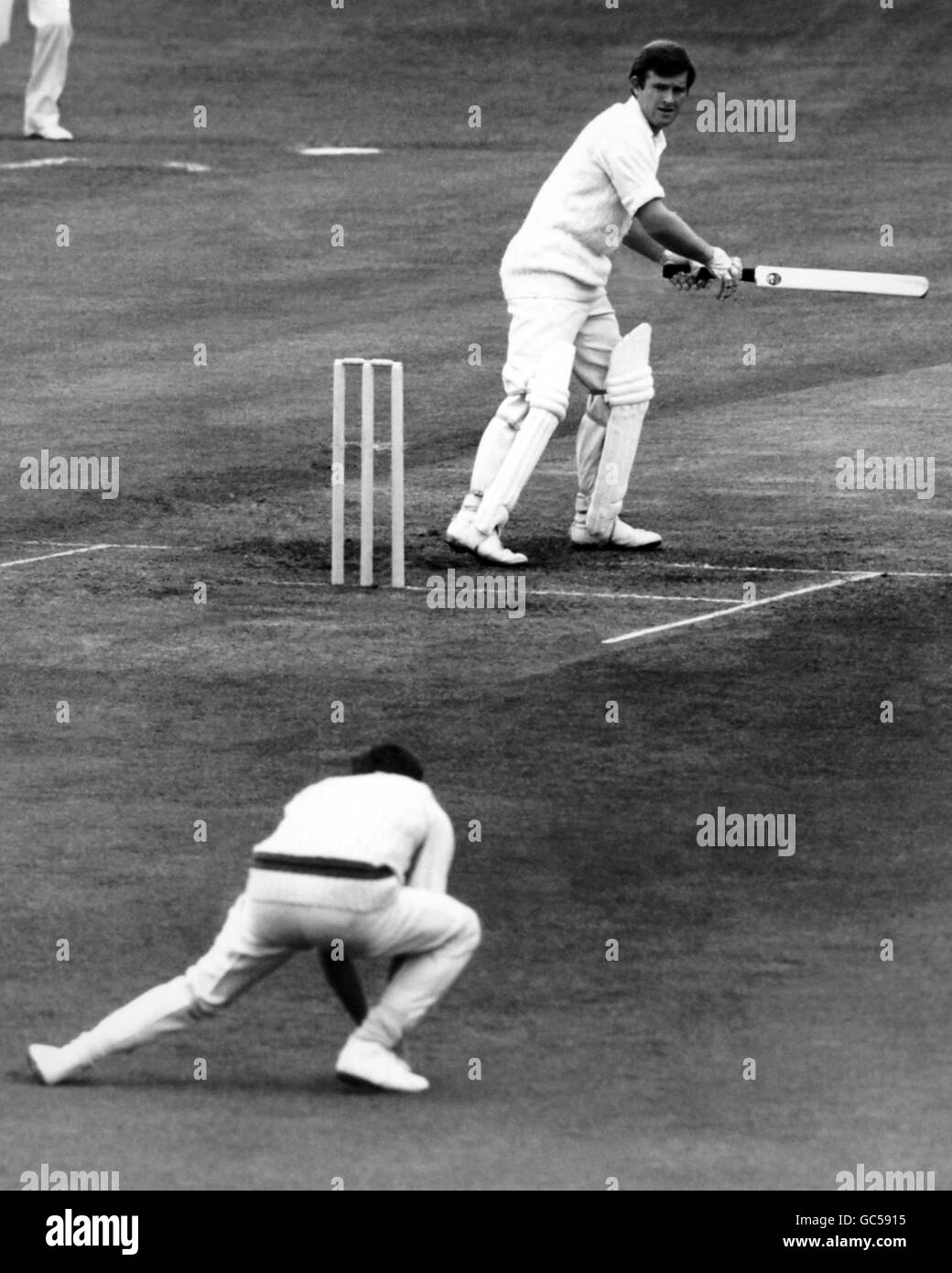 D.L.AMISS is caught by R.M.Cowper, bowled G.D.Mokenzite for a duck, during England's first innings against Australia in the first Test at Old Trafford, Manchester, today. Stock Photo