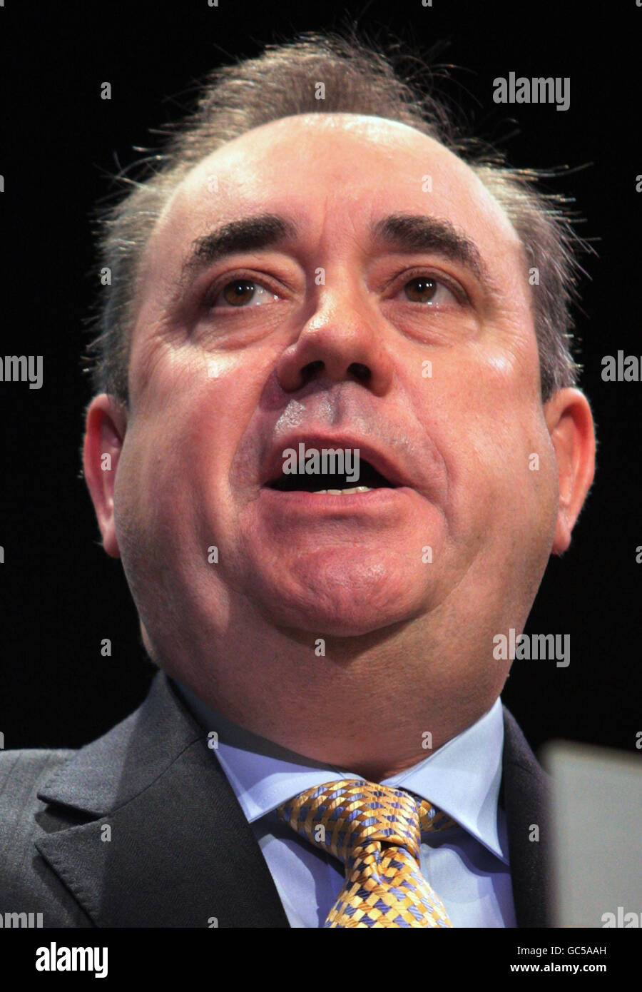 SNP Leader Alex Salmond speaks at their 75th annual conference in Inverness. Stock Photo