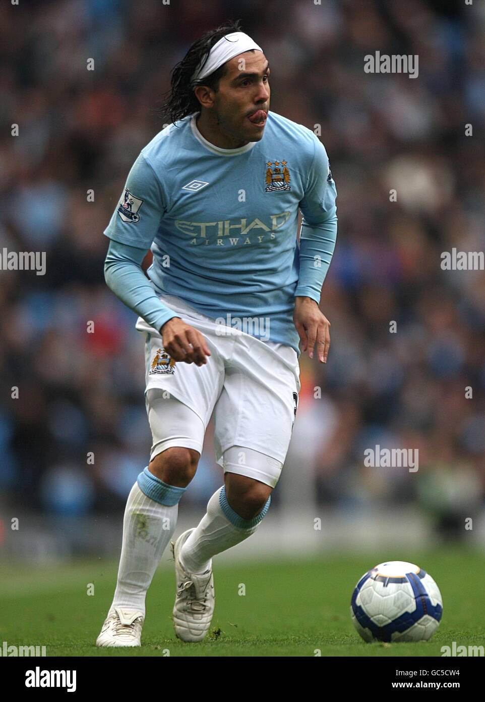 Soccer - Barclays Premier League - Manchester City v Fulham - City of Manchester Stadium. Carlos Tevez, Manchester City Stock Photo
