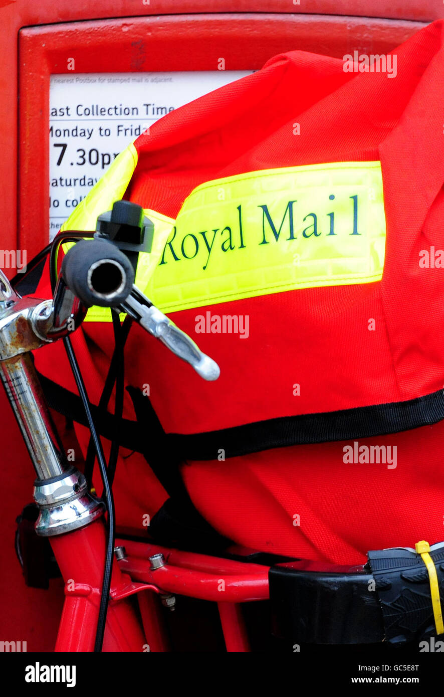 A view of a mail bag outside Beeston Mail Centre, Nottingham, as the