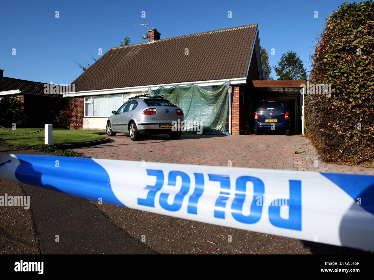 The scene outside a house in brettingham avenue hires stock