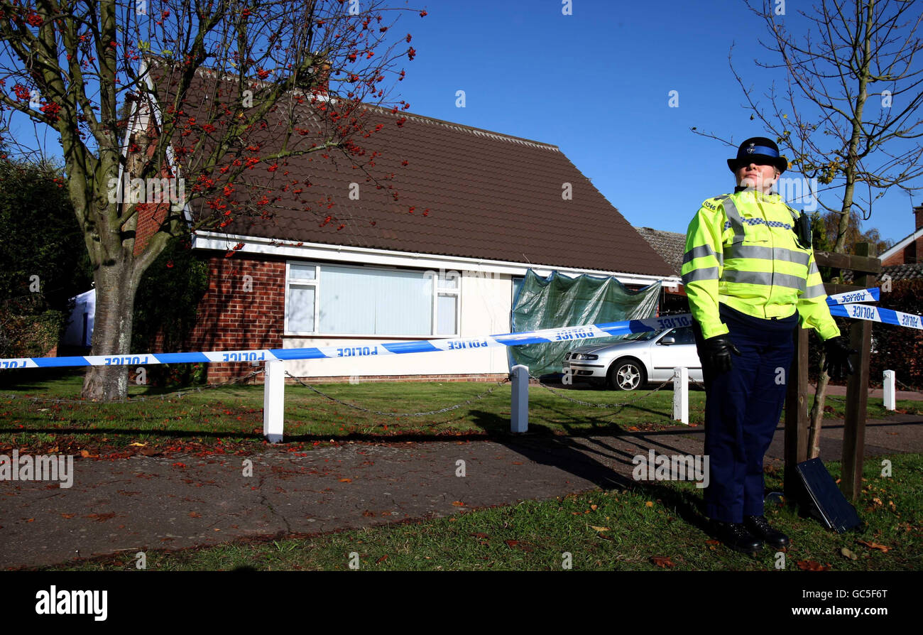 The scene outside a house in brettingham avenue hires stock