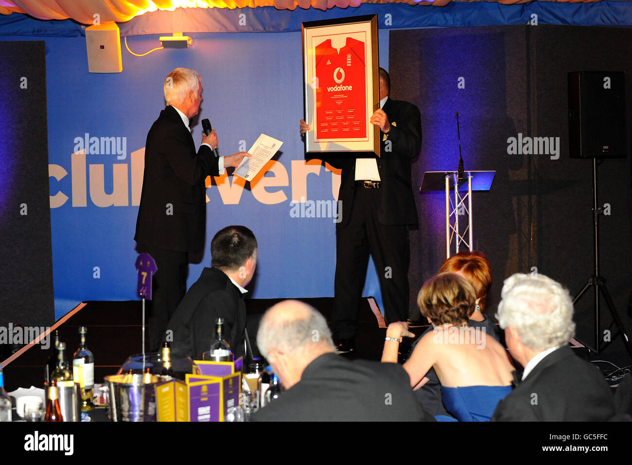 Soccer - Liverpool Unites Charity Dinner - Goodison Park. A signed England cricket shirt is auctioned off Stock Photo