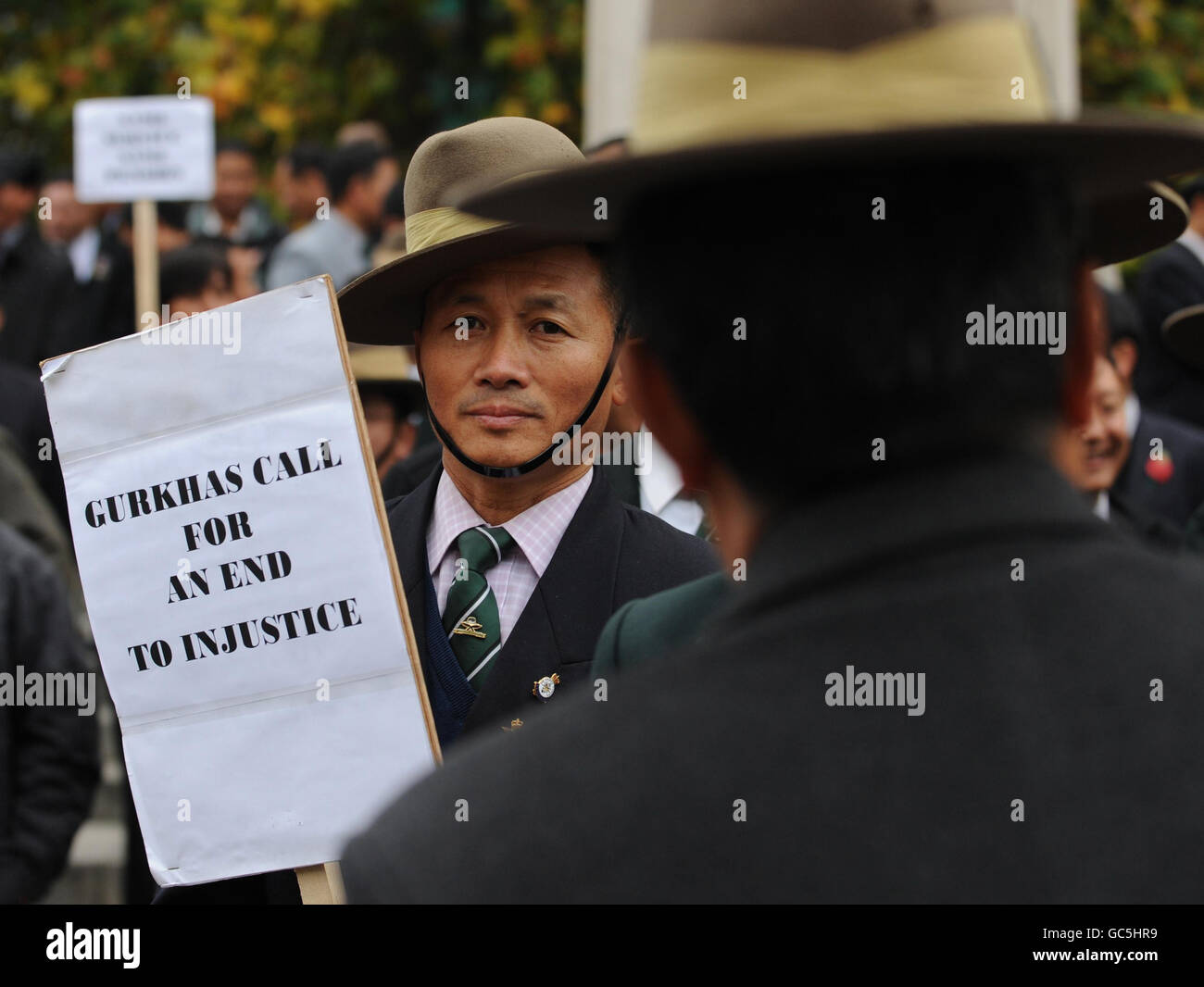 Gurkhas lobby MPs in Westminster for pension equality. Stock Photo