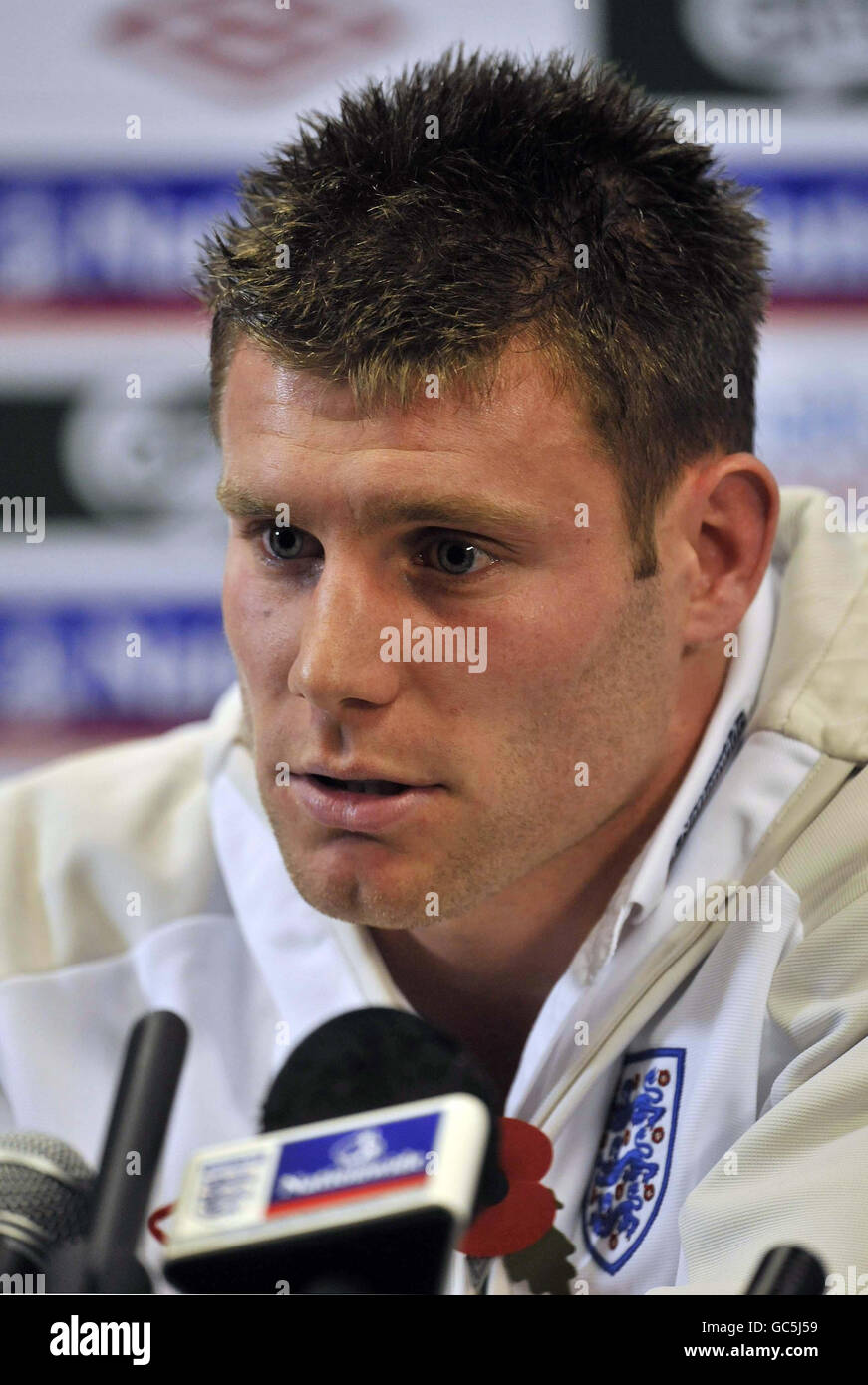 Soccer - England Training and Press Conference - London Colney. England's James Milner during a press conference at London Colney, Hertfordshire. Stock Photo