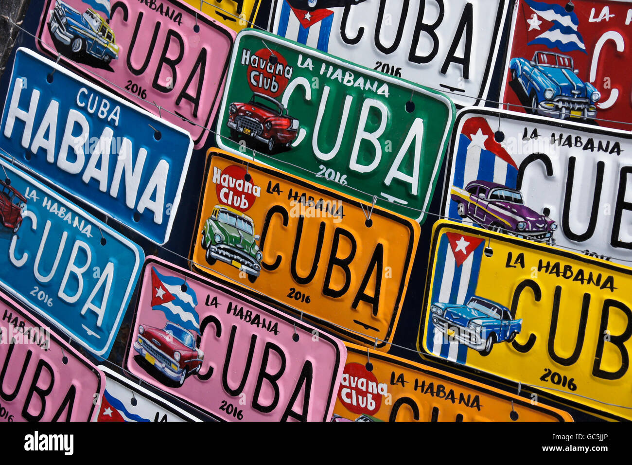 Souvenir license plates, Havana, Cuba Stock Photo