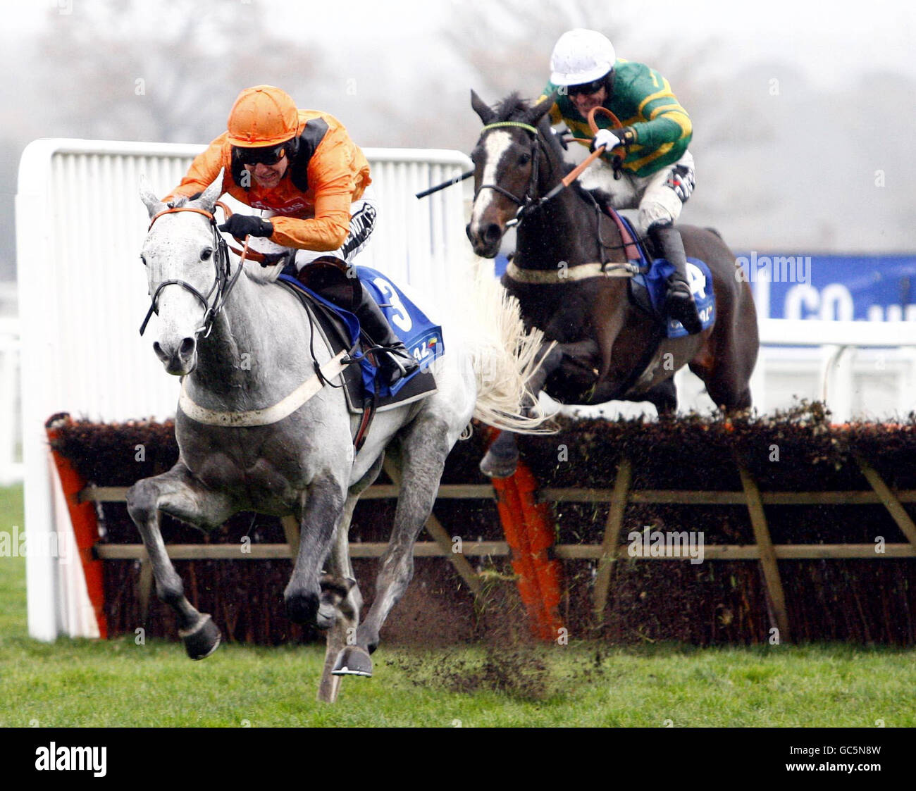 Zaynar ridden by Andrew Tinkler goes on to win the Coral Ascot Hurdle during the Allied Irish Bank Meeting at Ascot Racecourse, Ascot. Stock Photo