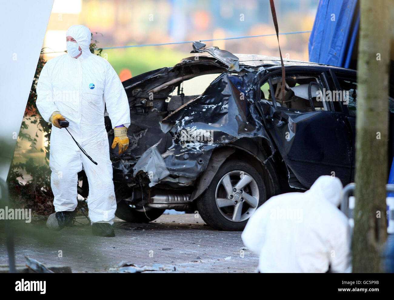 Car bomb in Belfast Stock Photo Alamy