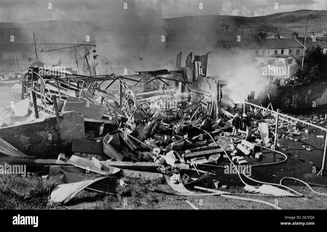 DEVASTATION AT WARRENPOINT POLICE STATION AFTER AN IRA VAN BOMB ATTACK