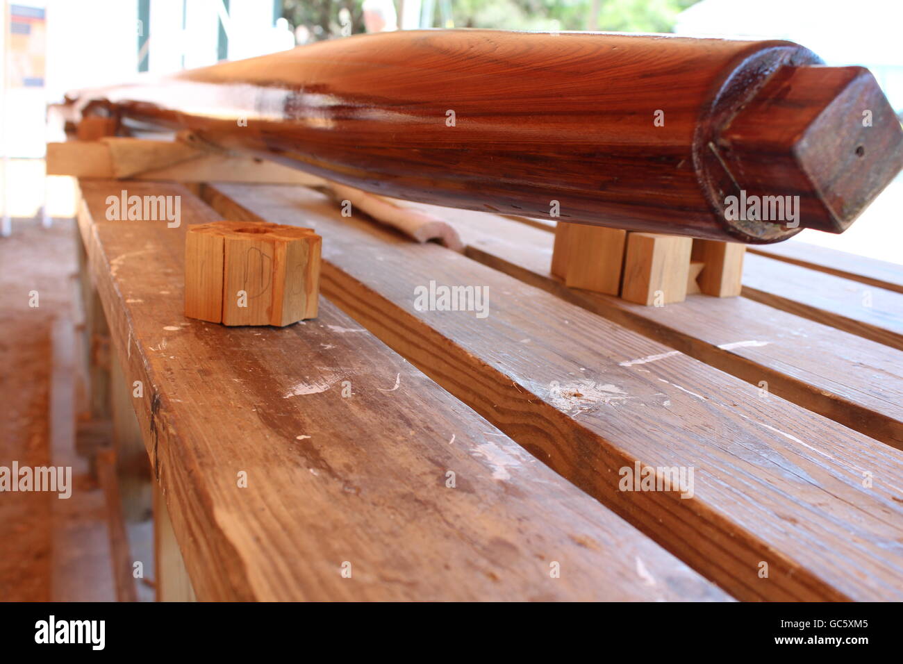 Wooden Mast Crafted in Alaska Stock Photo