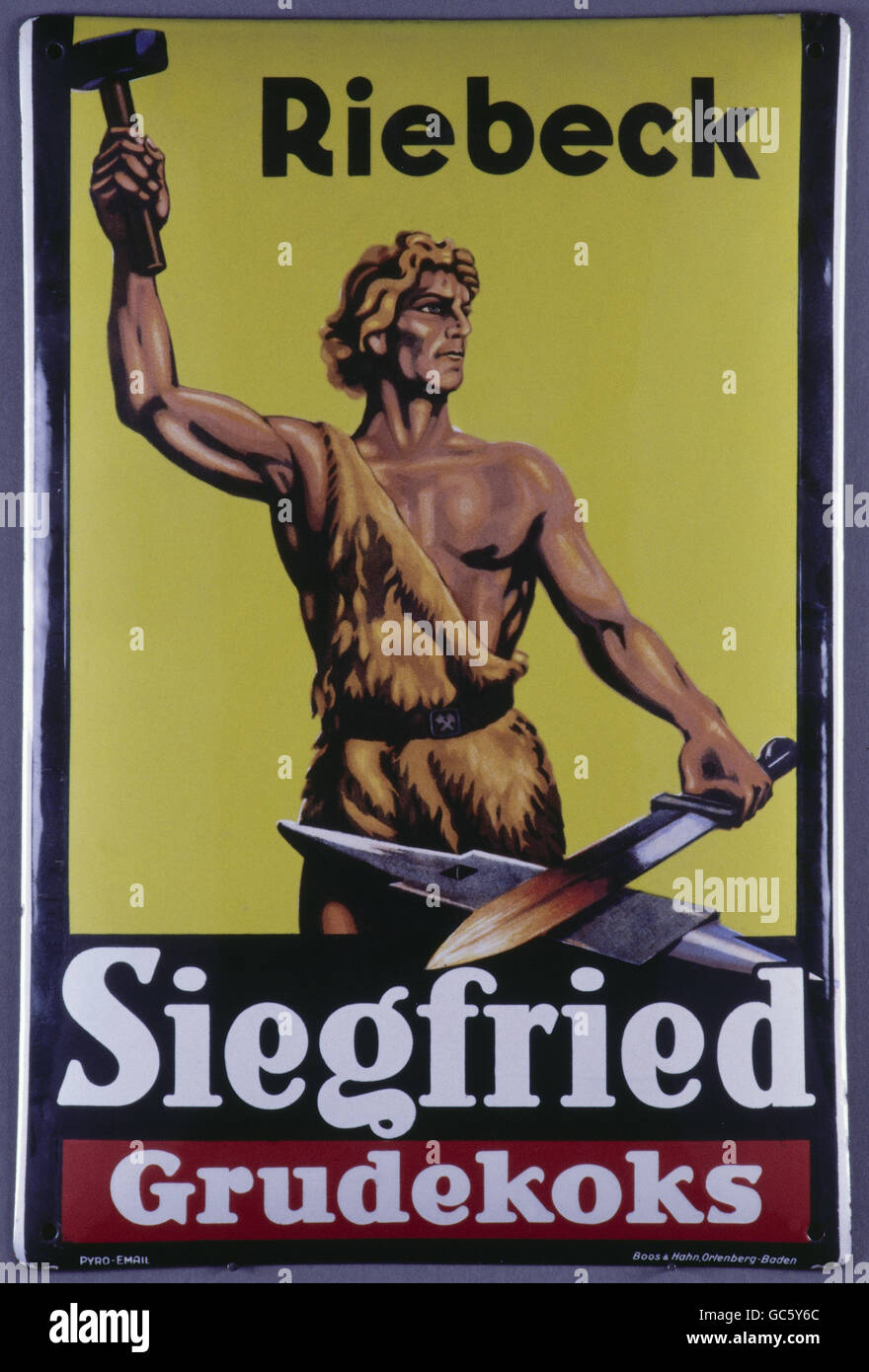 advertising, energy, billboard for 'Siegfried' coke by Riebeck, production: Boos & Hahn, Ortenberg, circa 1928, Additional-Rights-Clearences-Not Available Stock Photo