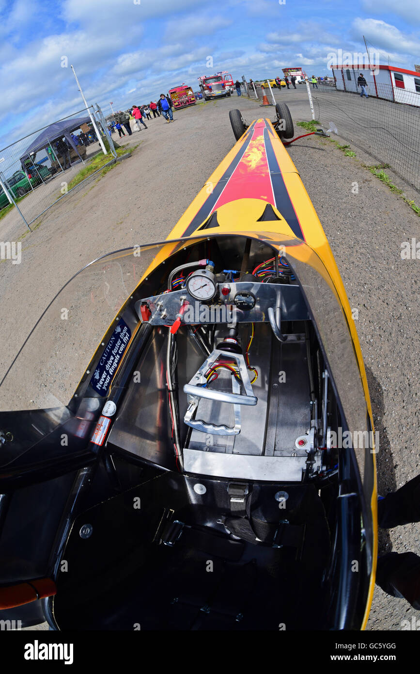 drivers eye view of top fuel dragster at york dragway race track yorkshire united kingdom Stock Photo