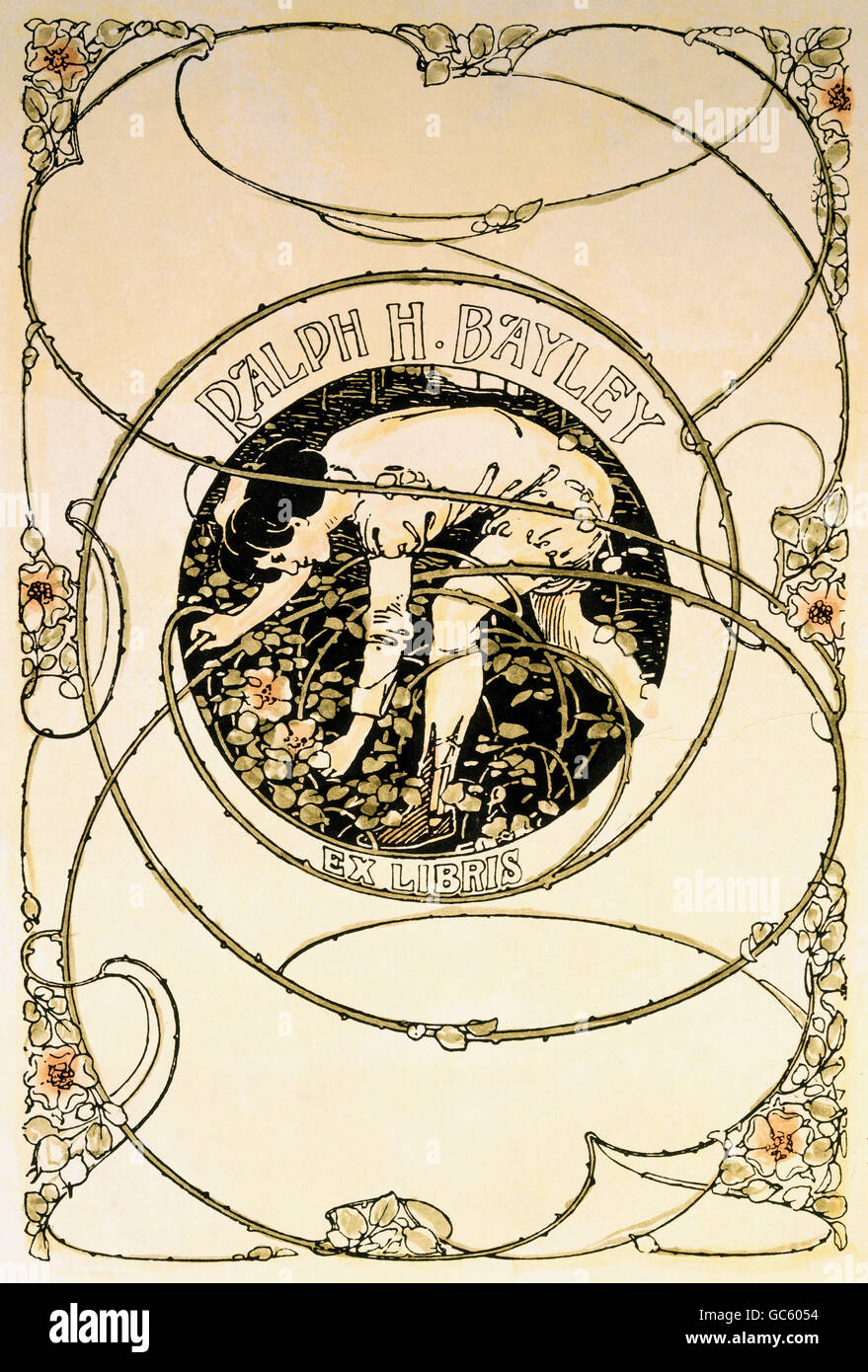 Fine Arts Art Nouveau Print Ex Libris For Ralph H Bayley By R Stock Photo Alamy