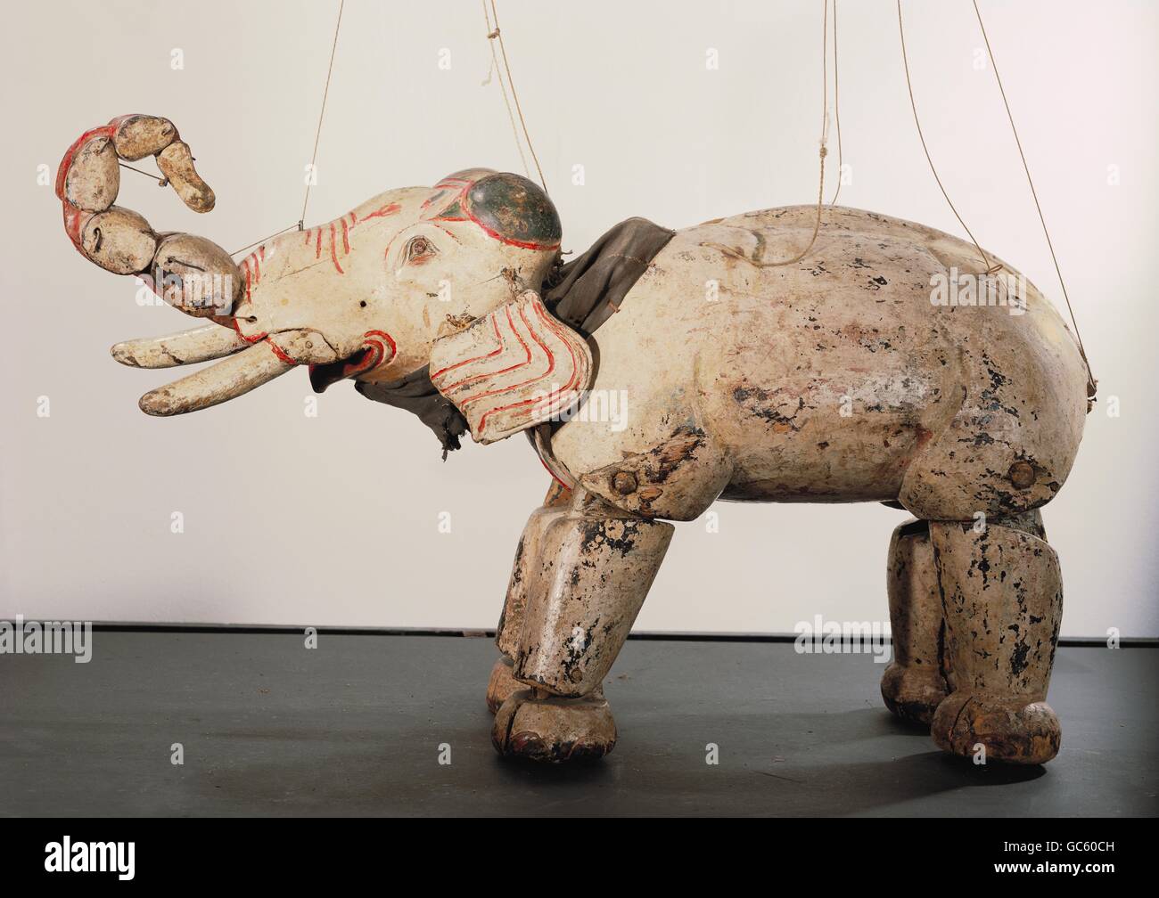 fine arts, Myanmar, handicrafts, white elephant, marionette, wood carving,  19th century, Munich Municipal Museum Stock Photo - Alamy