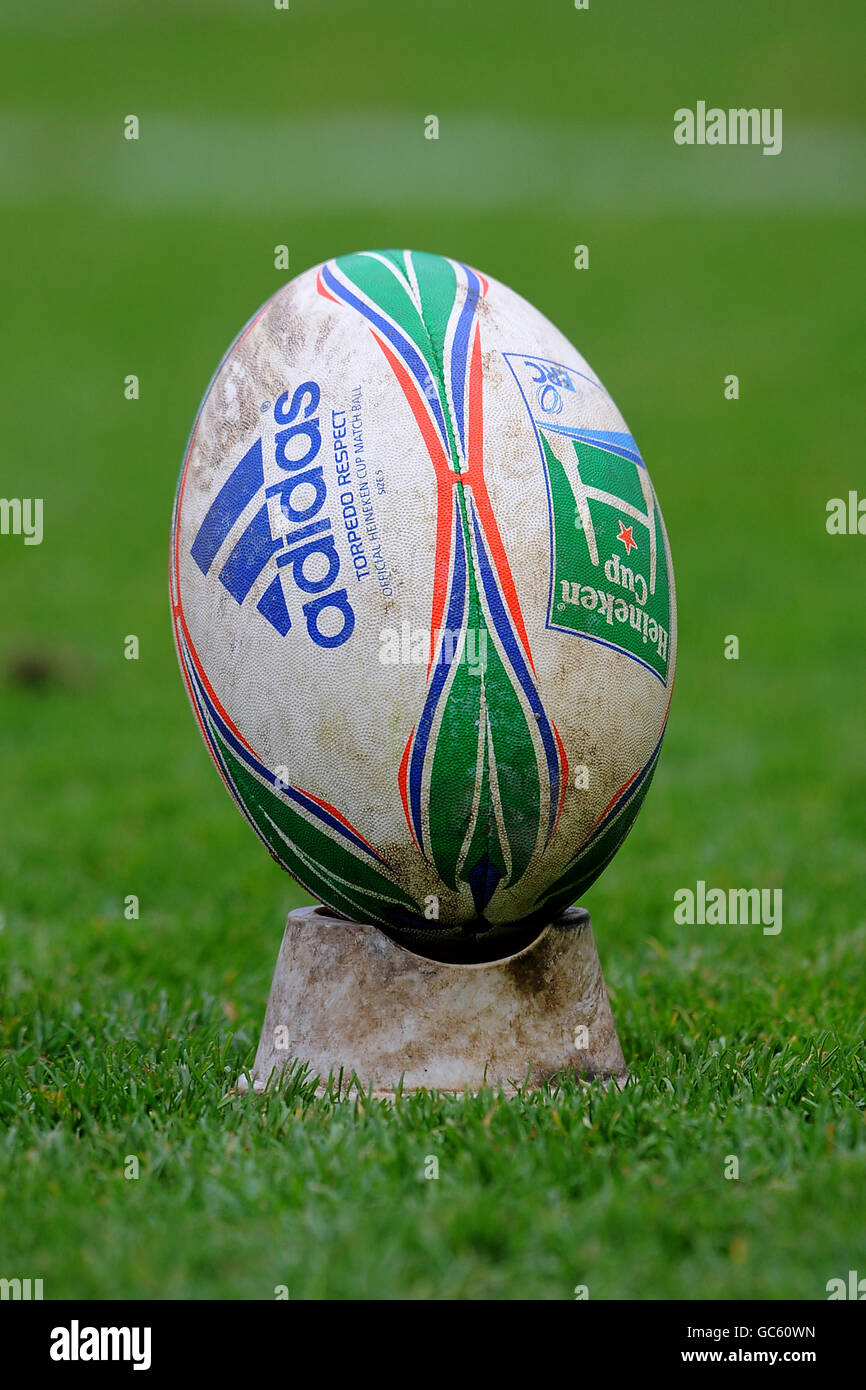 General view of an adidas Heineken Cup match ball fon a kicking tee Stock  Photo - Alamy