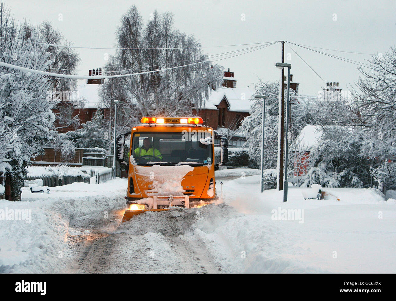 Snow plough clears road in st boswells in scottish borders hires stock