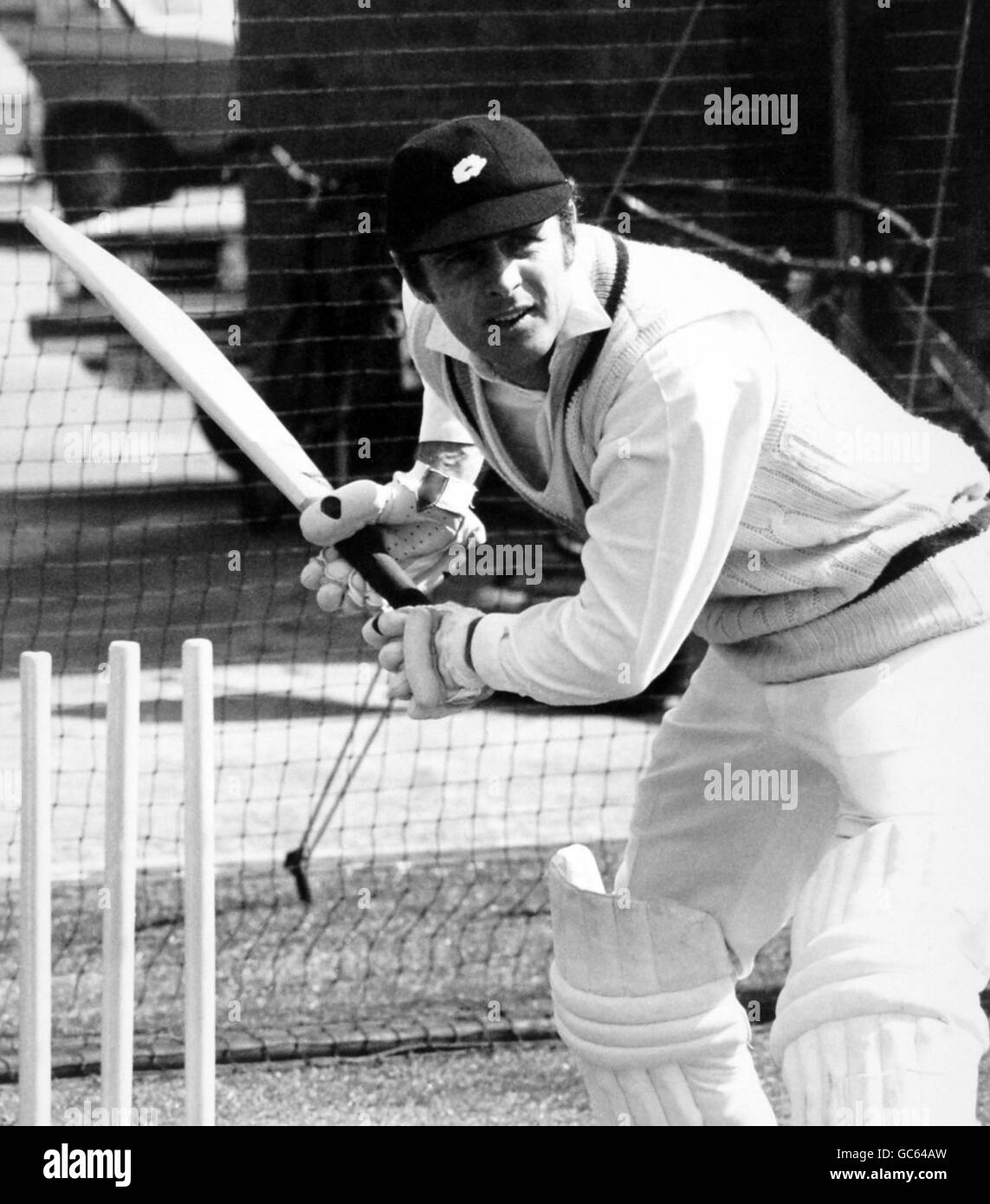 Cricket - Portrait - Nets. England and Yorkshire cricketer Geoff Boycott at the nets Stock Photo