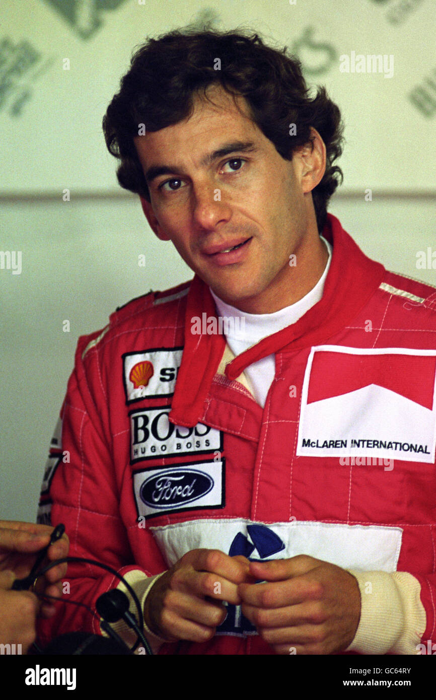 Brazilian formula one racing driver ayrton senna hi-res stock
