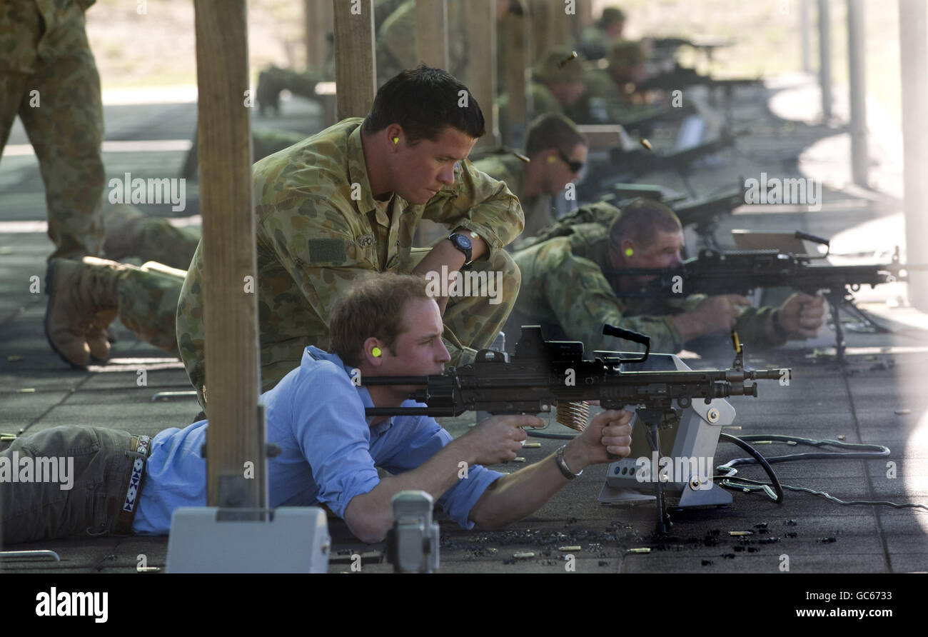 Prince William shooting an Australian military F89 Minimi machine gun