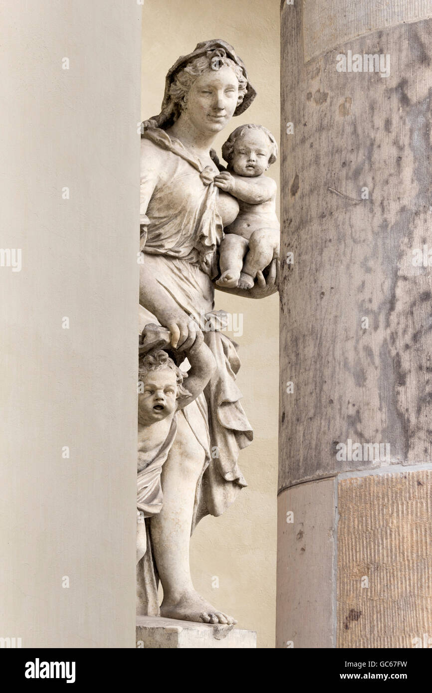 Statue by Friedrich Christian Glume ,Franzosische Kirche ,Potsdam, Germany Stock Photo