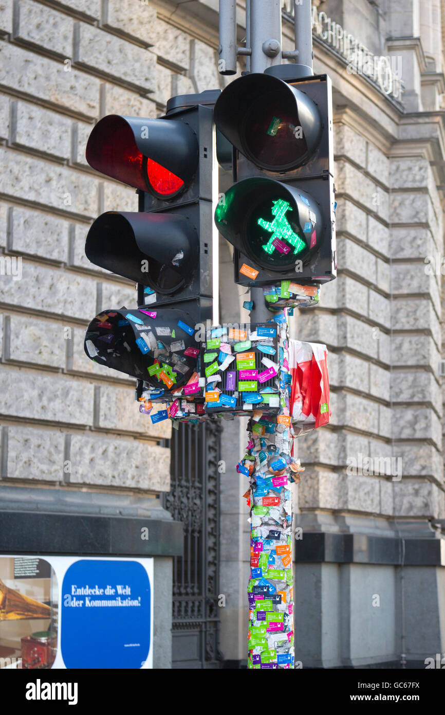 Pedestrian crossing, showing green man Berlin Germany Stock Photo