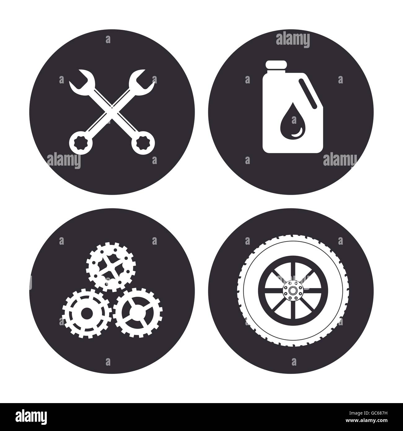 Machine icon set. Auto part design. Vector graphic Stock Vector Image ...