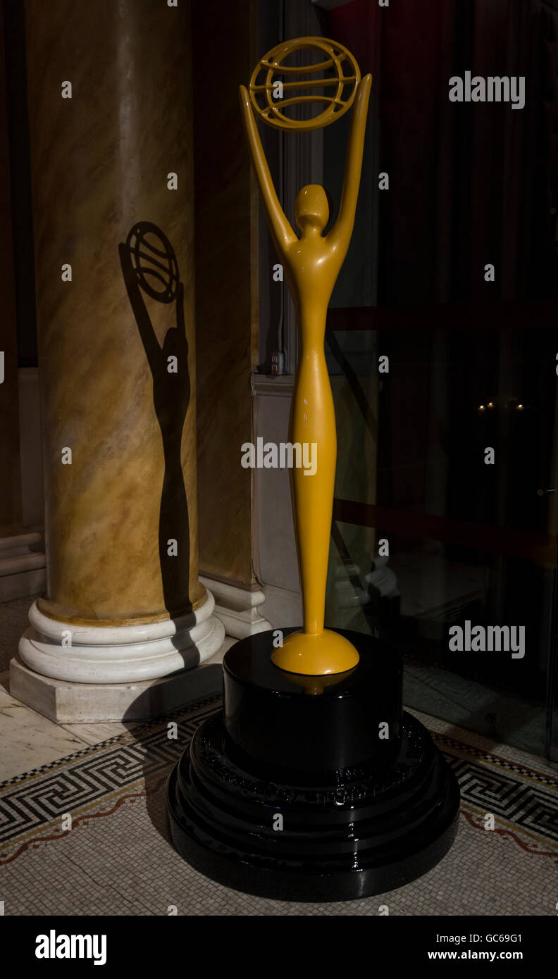 New York, NY USA July 7, 2016 Big replica of Clio awards on display