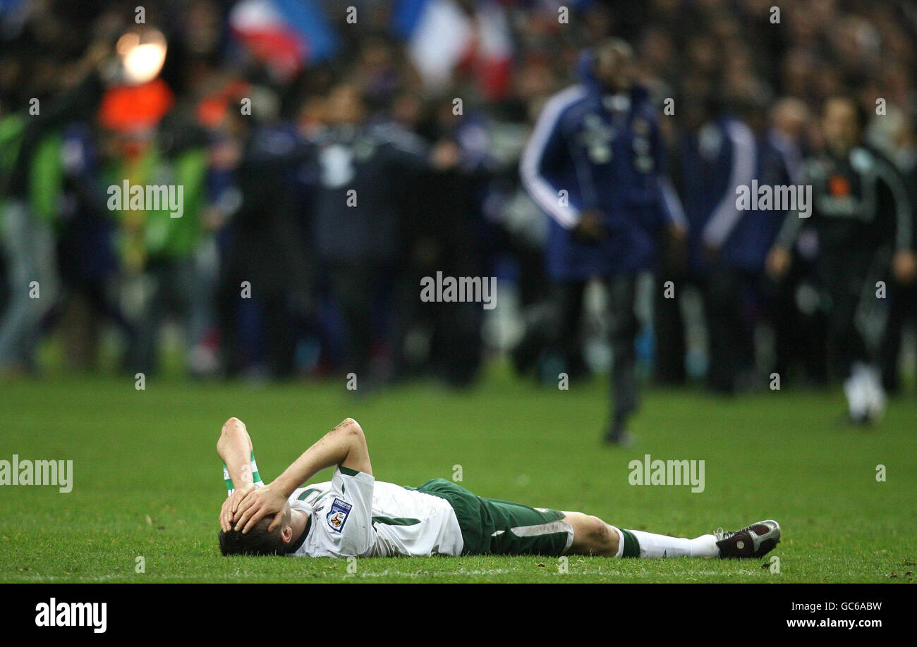 Republic of Ireland's Robbie Keane stands dejected after the FIFA World Cup Qualifying Play Off at the Stade de France, Paris, France. Stock Photo