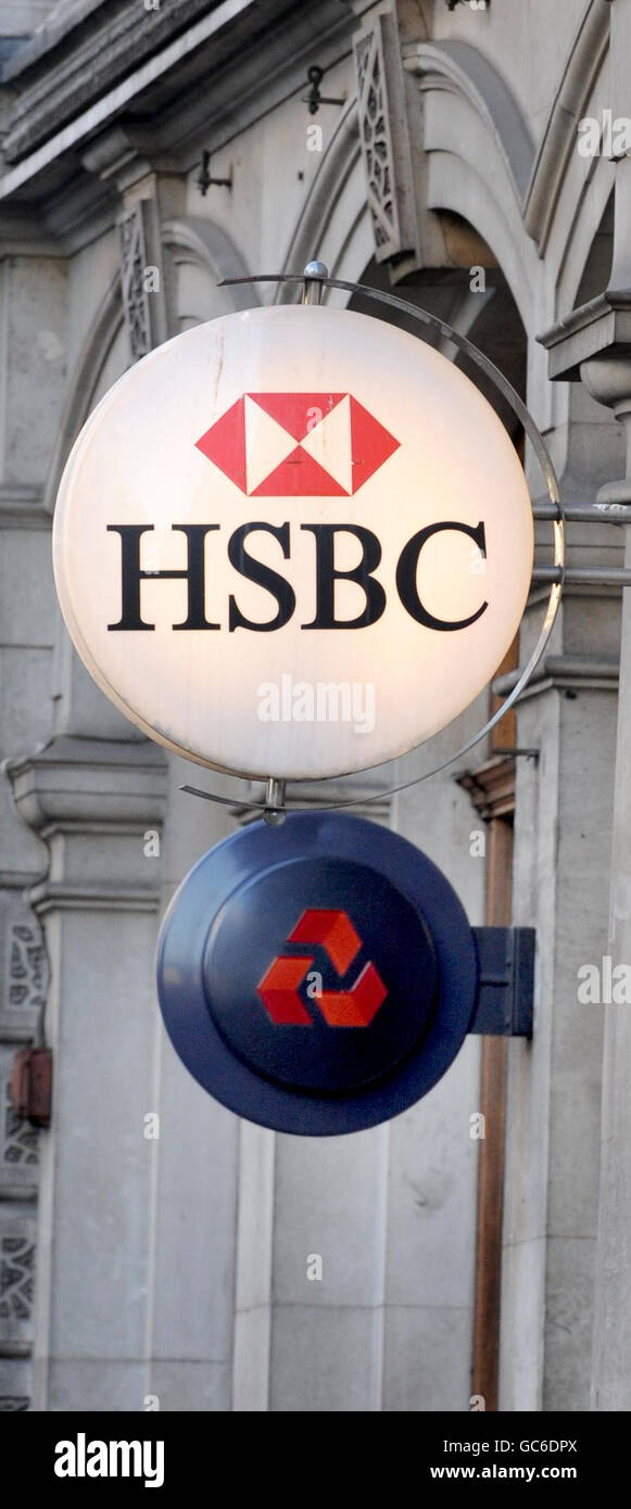 New bank opening. HSBC and Natwest signs in Holborn, London Stock Photo