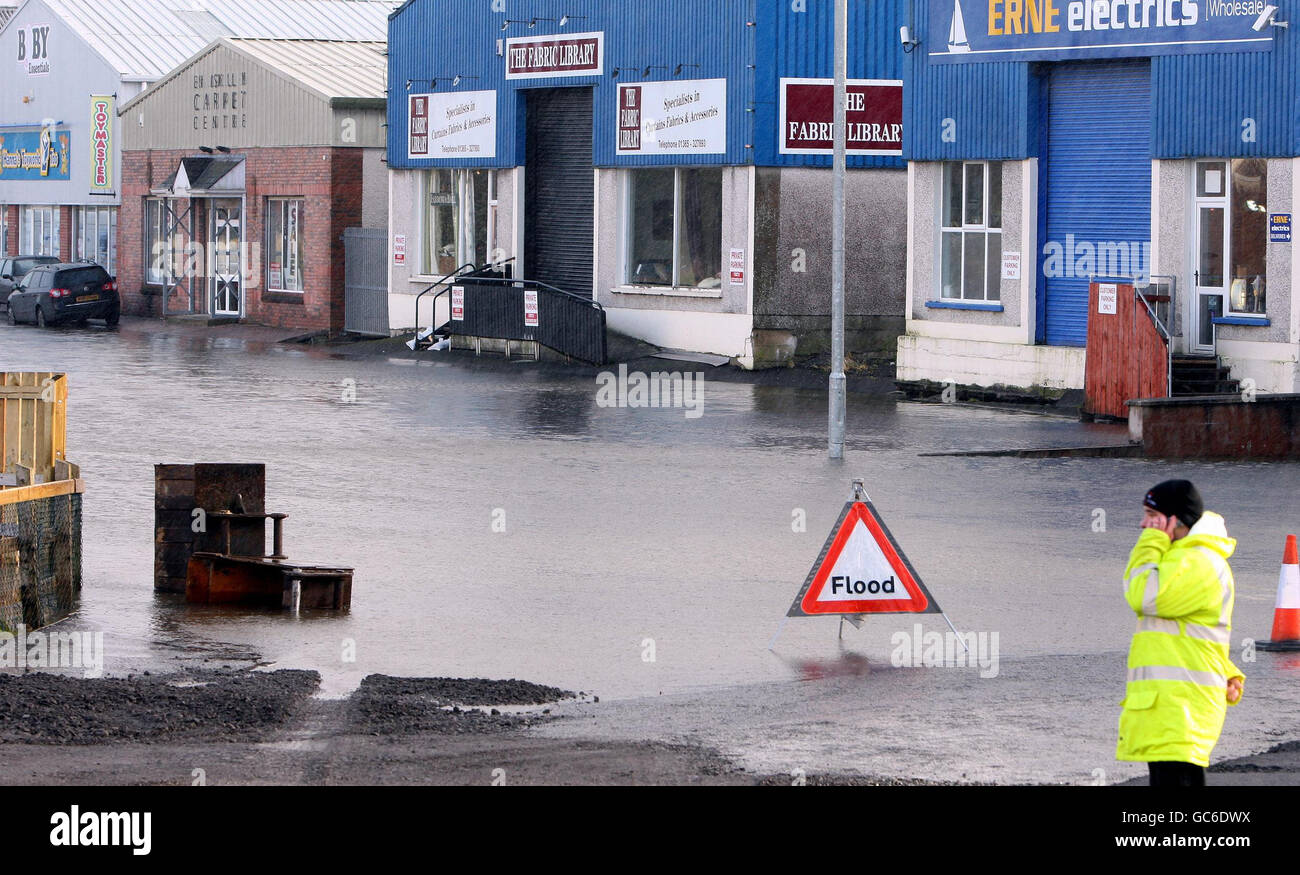Flooding near the erneside shopping centre in enniskillen hi-res stock ...