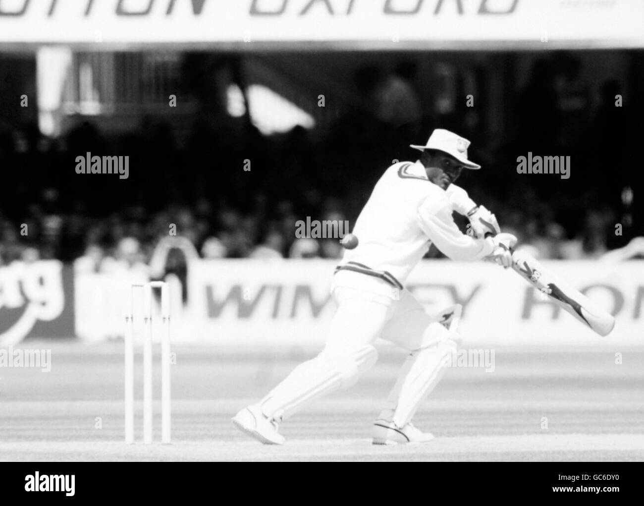 Cricket - Somerset v West Indians - West Indies in British Isles 1991 - Venue County Ground, Taunton. Windies star Carl Hopper batting Stock Photo