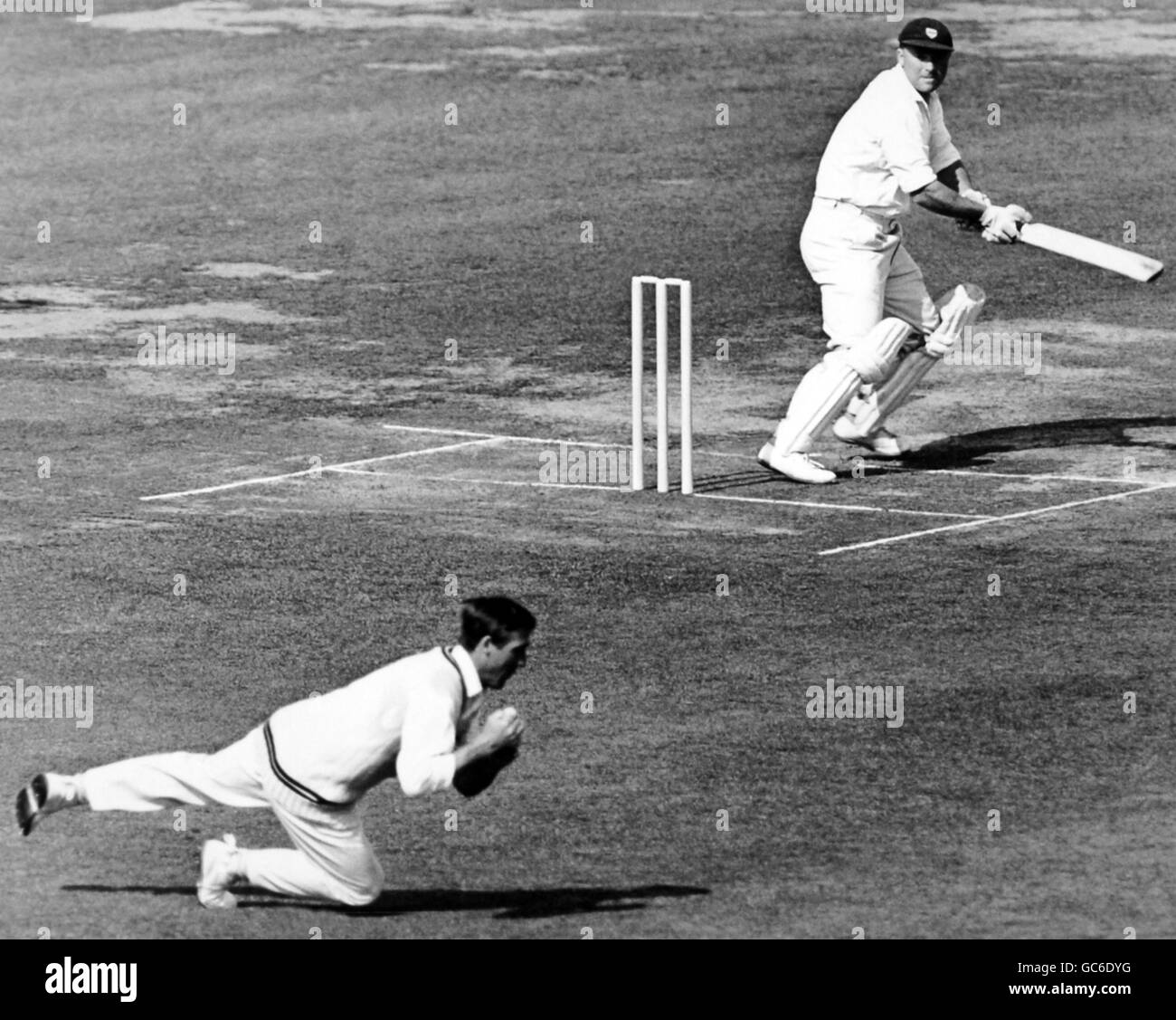 M.J.Horton (Worcestershire) is brilliantly caught by P.H.Parfitt at second slip off the bowling of R.Stewart for three. Stock Photo