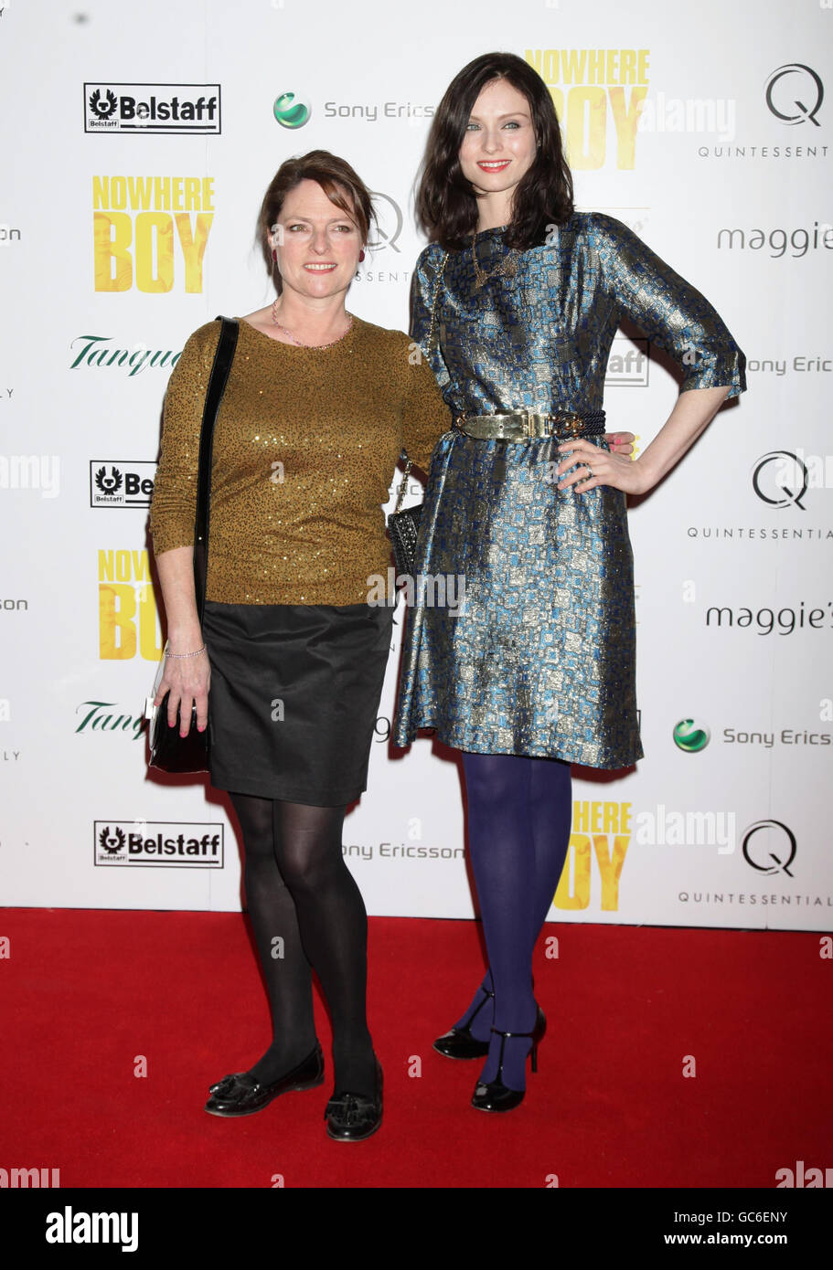 Janet Ellis (left) and Sophie Ellis Bextor arrive for the charity premiere of Nowhere Boy, hosted by Quintessentially, at BAFTA in Piccadilly, London. Stock Photo