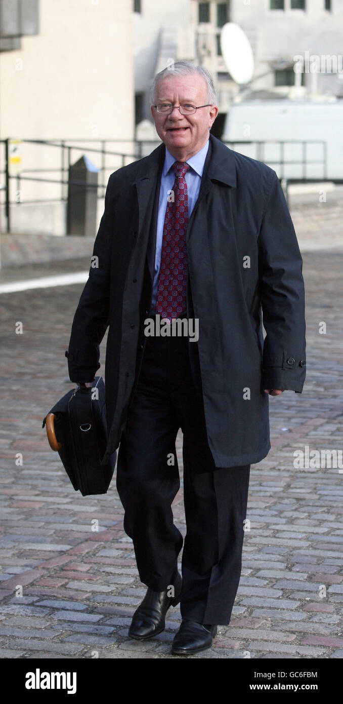 The chair of the Iraq inquiry Sir John Chilcot leaves the Queen Elizabeth II Centre, London, after the former British ambassador to the United Nations Sir Jeremy Greenstock gave evidence today. Stock Photo