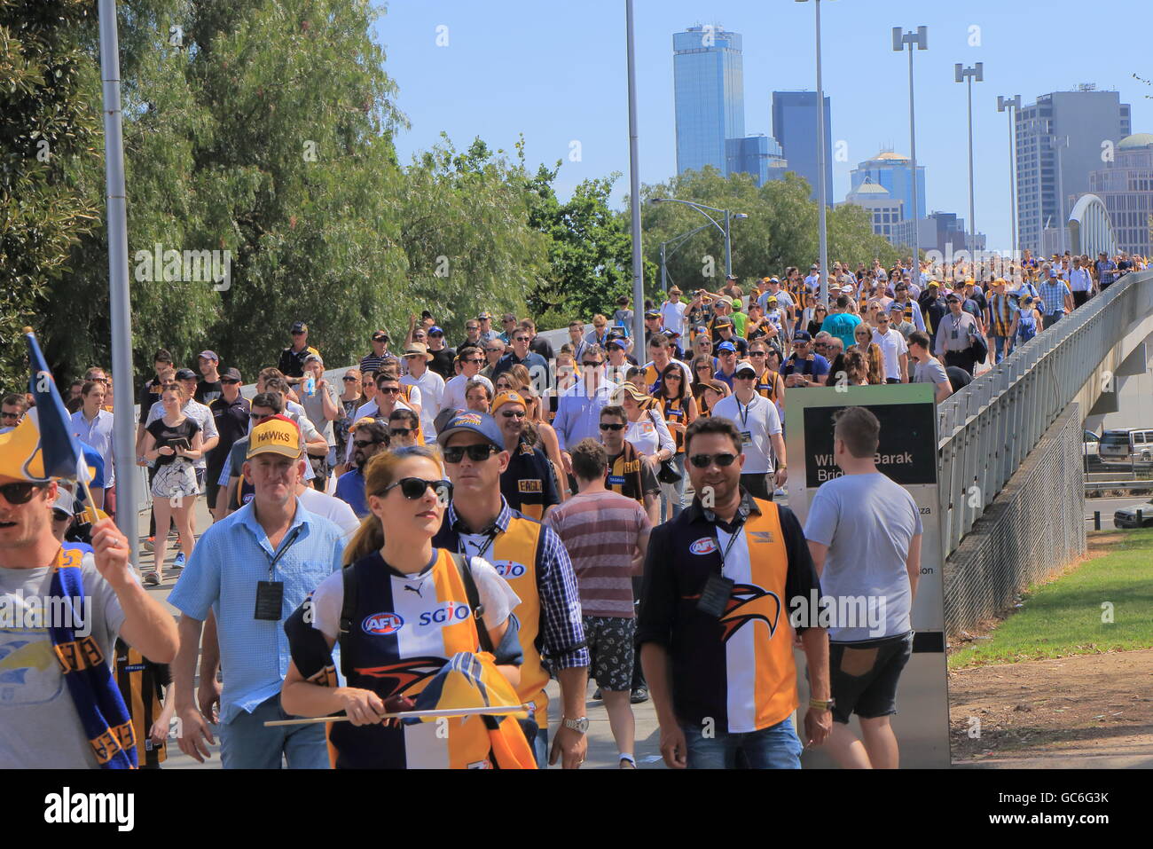 People visit MCG for AFL ground final game in Melbourne Australia. Stock Photo
