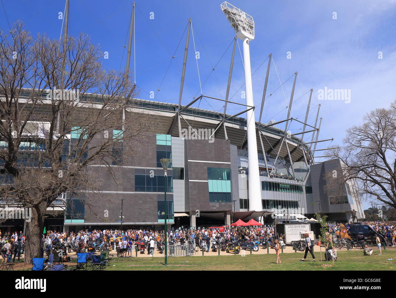 People visit MCG for AFL ground final game in Melbourne Australia. Stock Photo