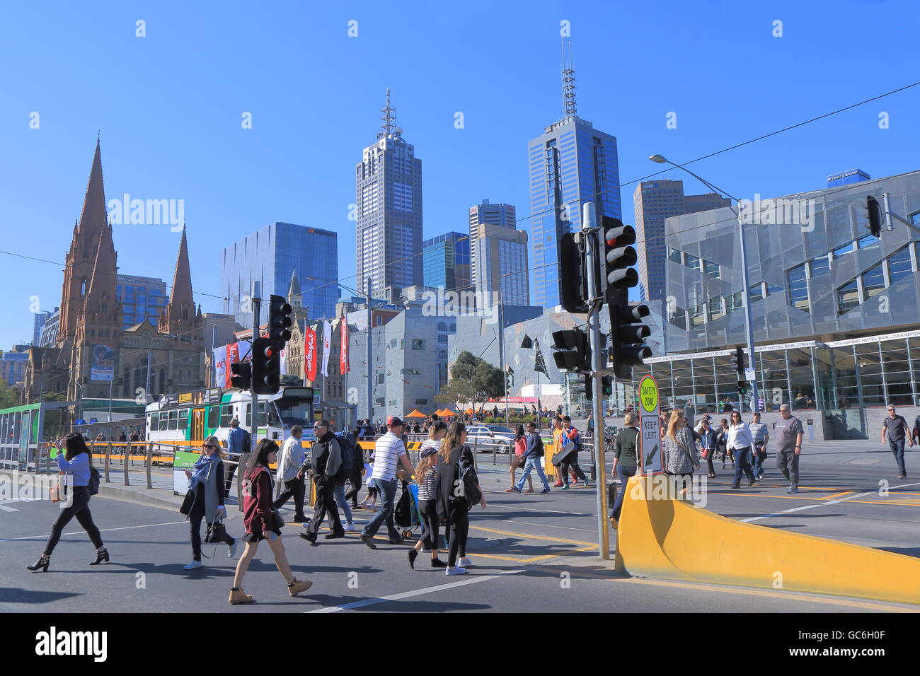 Melbourne Australia - July 7, 2017: People Cross Street In Downtown Melbourne  Australia. Stock Photo, Picture and Royalty Free Image. Image 82216965.