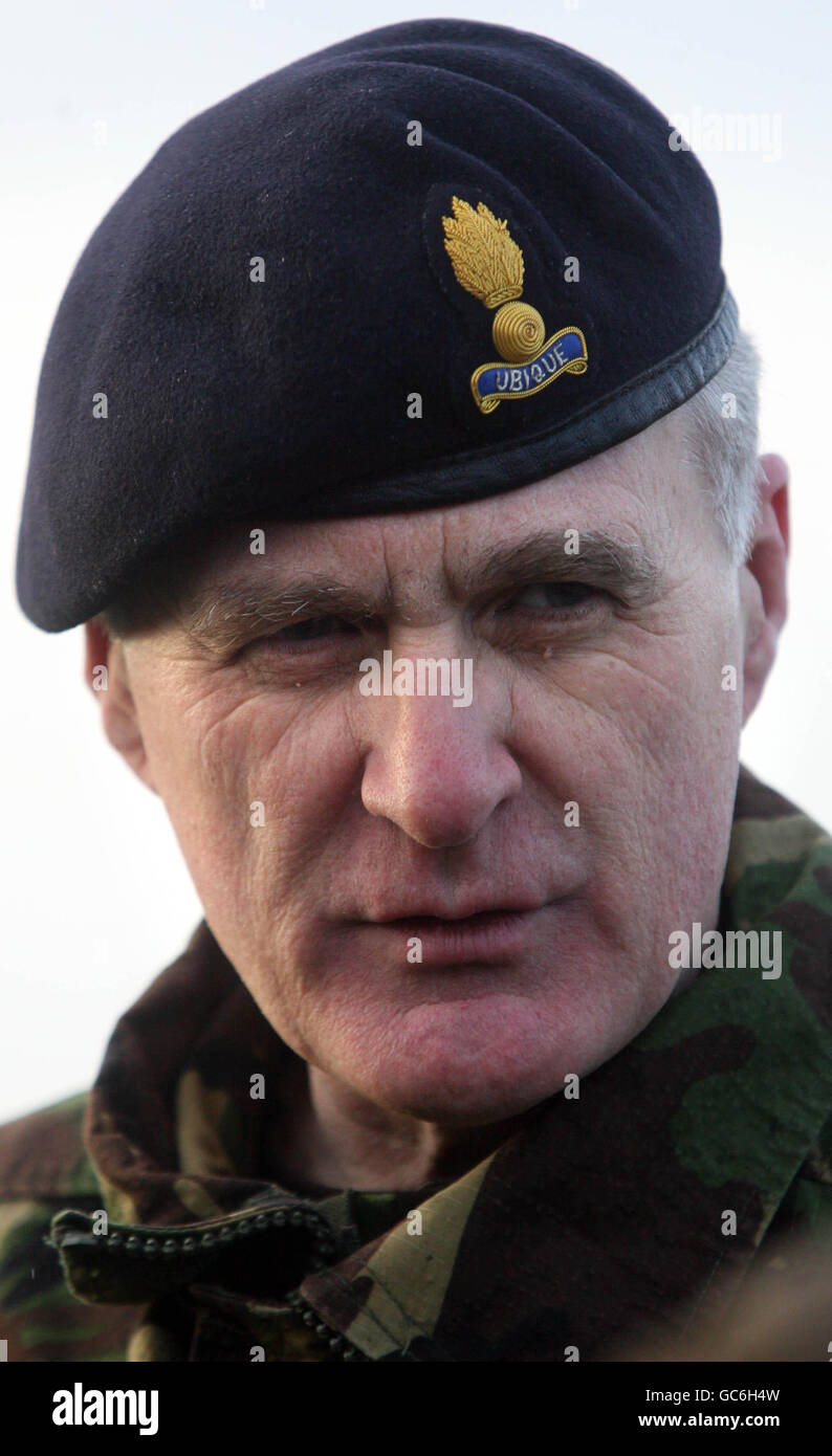 Air Chief Marshal Sir Jock Stirrup after meeting troops training for deployment to Afghanistan in a mock Afghan village at Stanford Training Area, Norfolk after it was announced that one of the key conditions for 500 extra British troops to be sent to Afghanistan has been met. Stock Photo