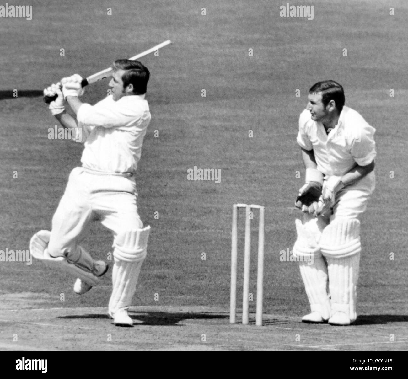 Cricket - Middlesex v Sussex - John Player League 1970 - Lord's Cricket Ground. P.H.Parfitt (Middx), plays a ball from M.A.Buss. Stock Photo