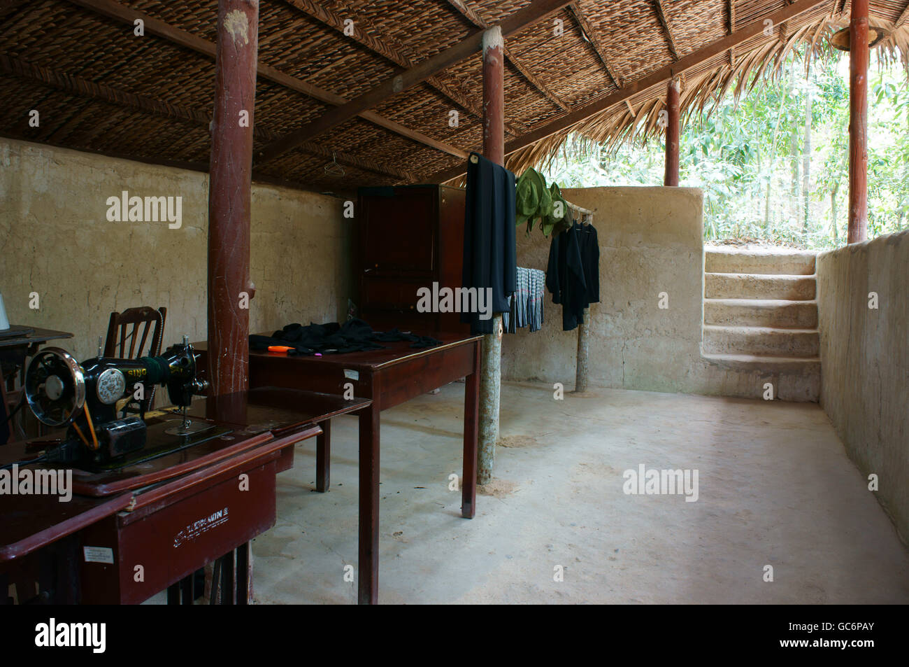 Underground tailor shop at Cu Chi tunnel, historic famous places in
