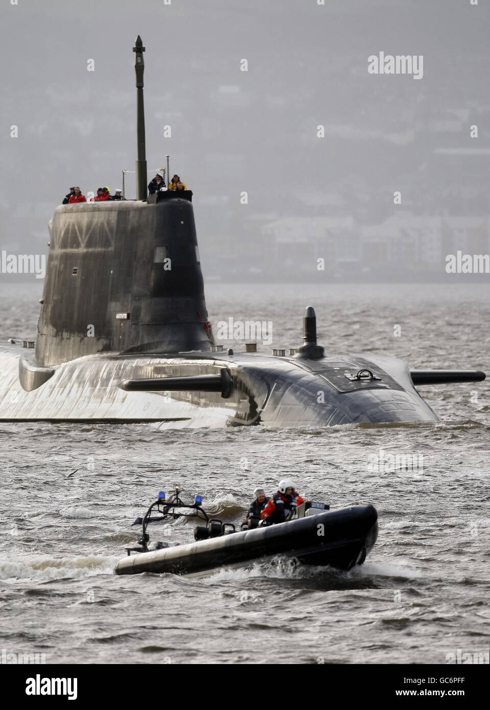 The biggest and most powerful attack submarine ever built for the Royal Navy, Astute, sails up