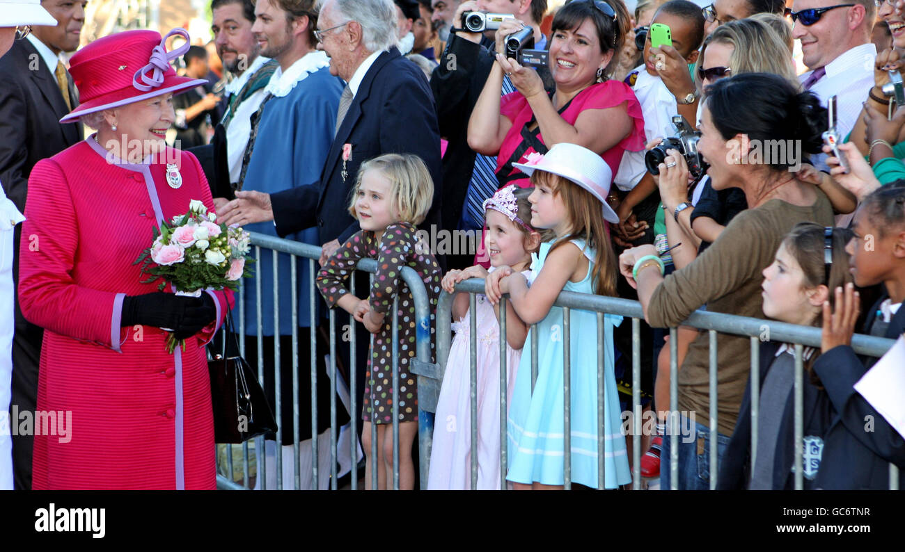 Britain's Queen Elizabeth II meets well wishers in King's Square, St George, Bermuda, at the beginning of a three day tour of the island. Stock Photo