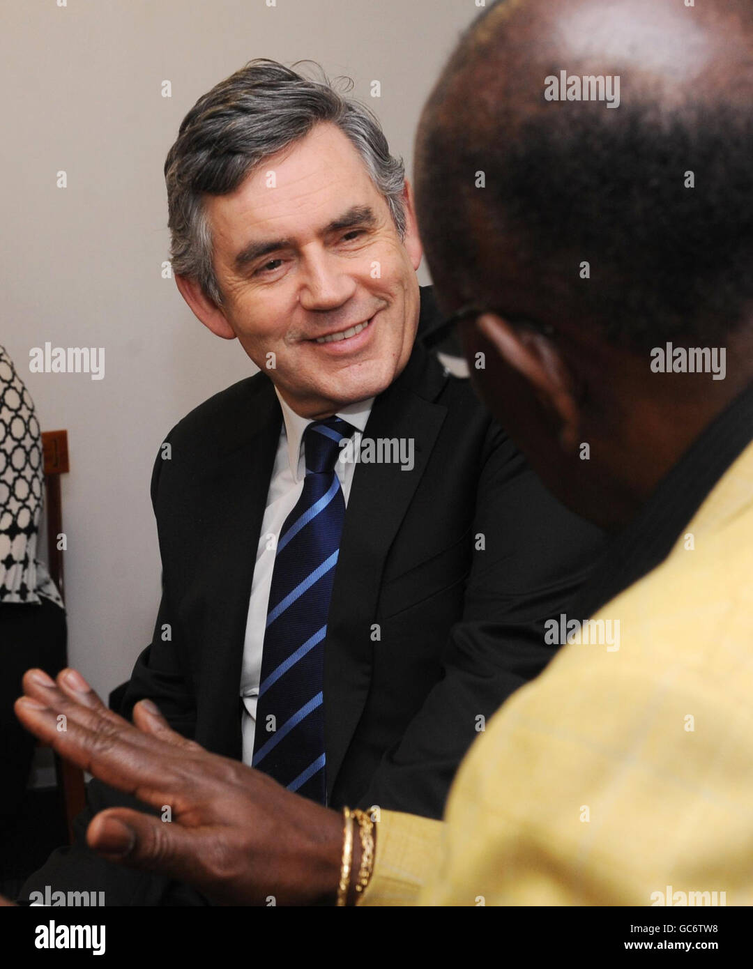 Britain's Prime Minister Gordon Brown meets Jack Warner, Vice President of FIFA in Trinidad, where he will attend the Commonwealth Heads of Government Meeting. Stock Photo