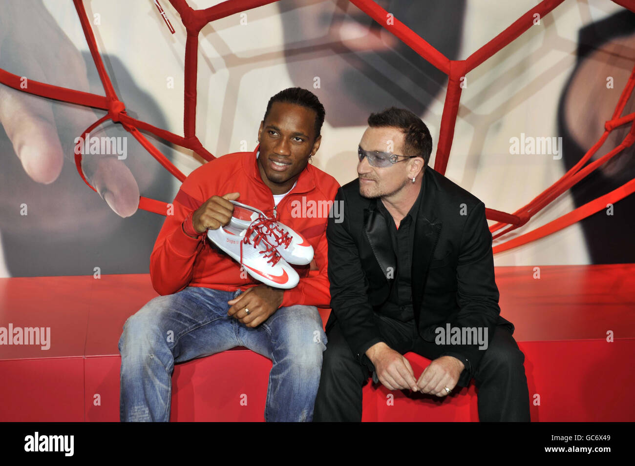 Bono and Didier Drogba (left) during the Nike Global Announcement Press  Conference at Town London, London Stock Photo - Alamy
